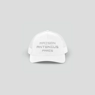 Cotton Trucker Hat with Oversized Embroidery - MAISON ANTONIUS - Hats - MAISON ANTONIUS